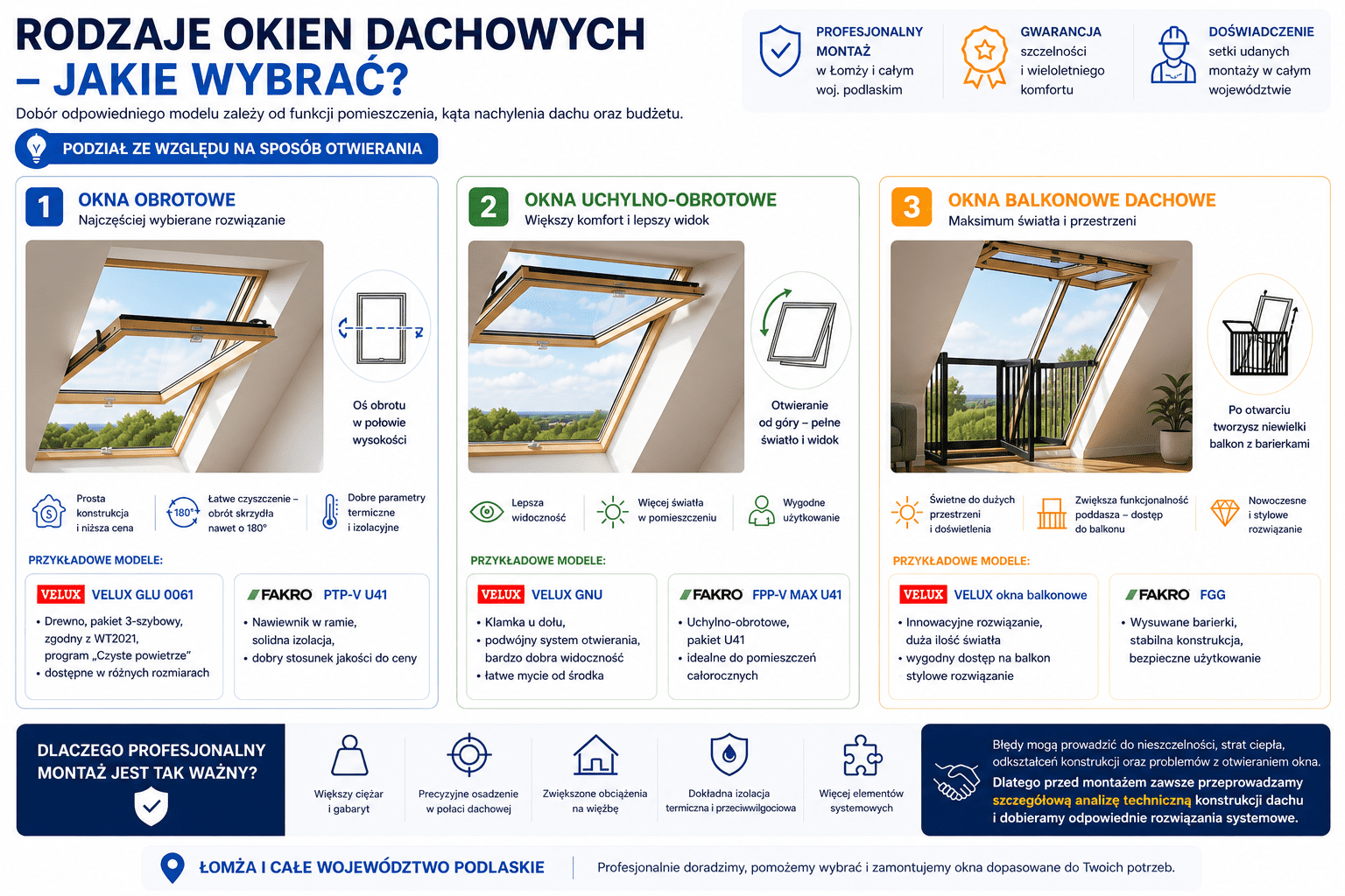 Rodzaje okien dachowych – obrotowe, uchylno-obrotowe, balkonowe – które wybrać?
